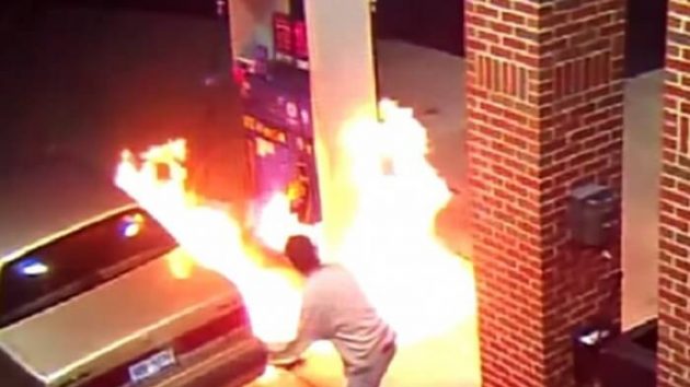 Il tente de tuer une araignée avec un briquet dans une station essence araignée, incendie, station, essence