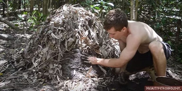 Cet homme fabrique du charbon de bois dans la nature Charbon de bois, Nature