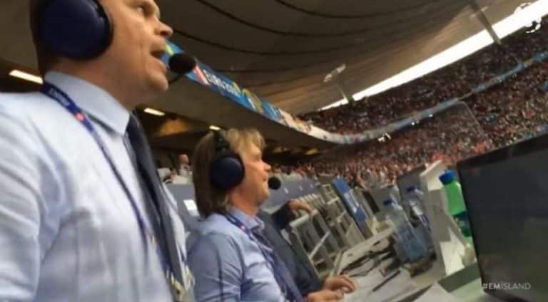 Un commentateur devient fou après le but vainqueur de l’Islande contre l’Autriche Commentateur islandais