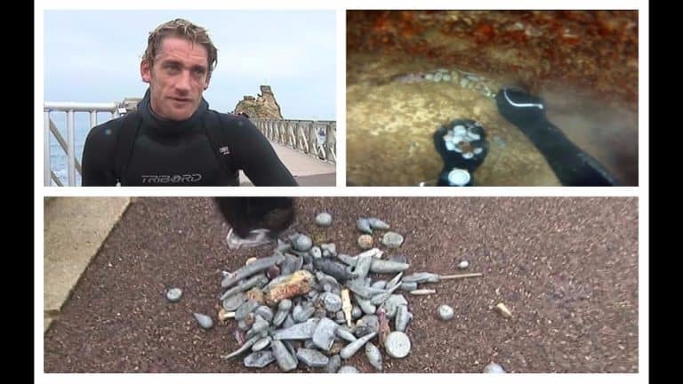 A Biarritz, Tom à pêché 600 kg de plomb au pied du rocher de la Vierge !